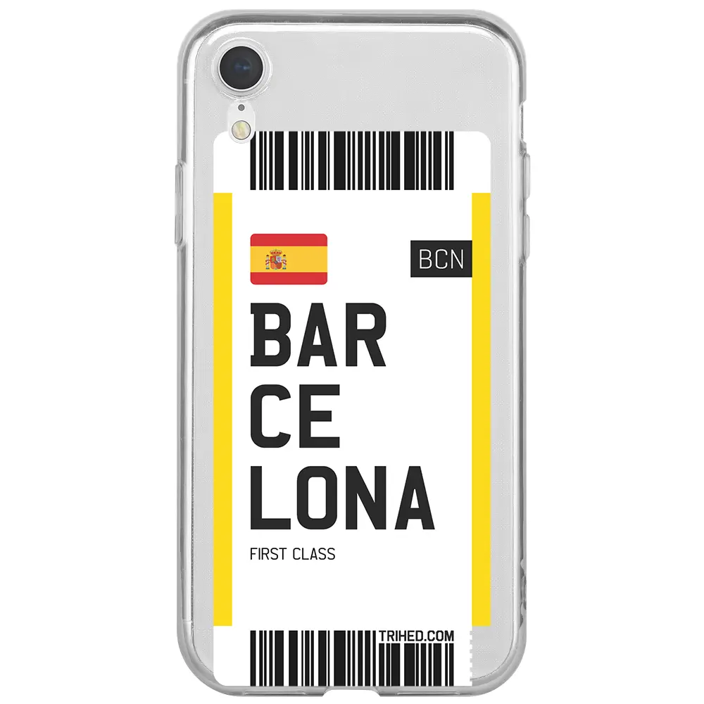 Apple iPhone XR Şeffaf Telefon Kılıfı - Barcelona Bileti