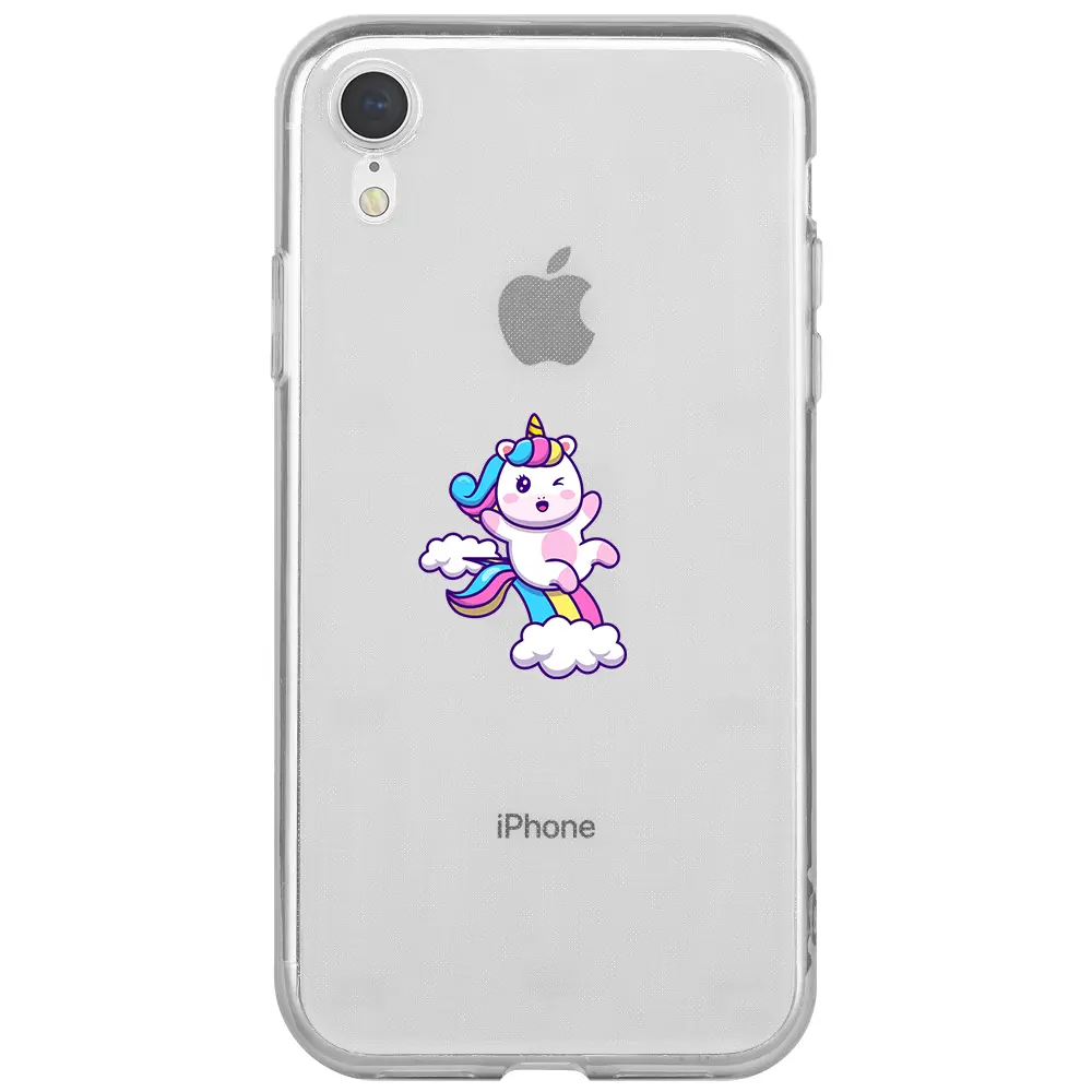 Apple iPhone XR Şeffaf Telefon Kılıfı - Colorful Unicorn