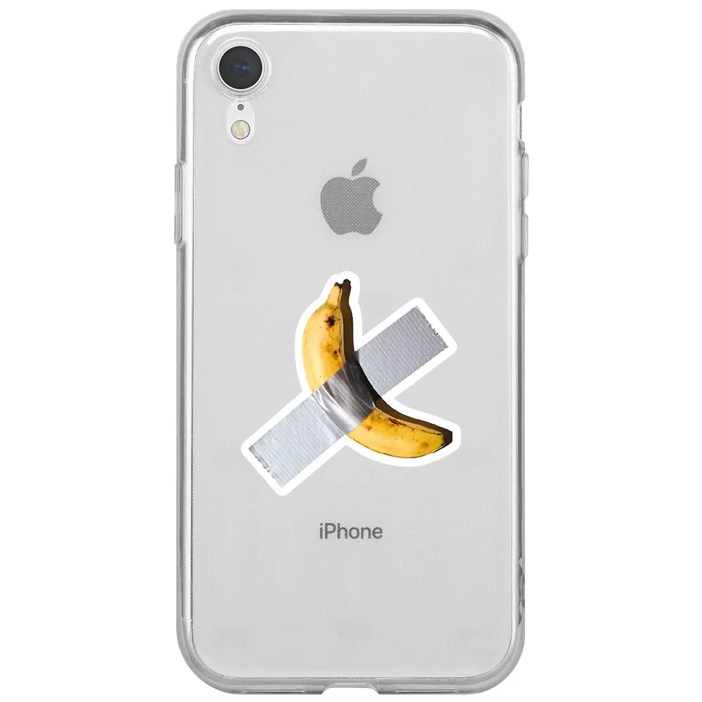 Apple iPhone XR Şeffaf Telefon Kılıfı - Duvara Bantlanmış Muz