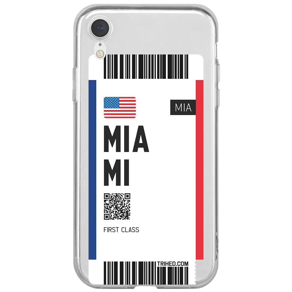 Apple iPhone XR Şeffaf Telefon Kılıfı - Miami Bileti