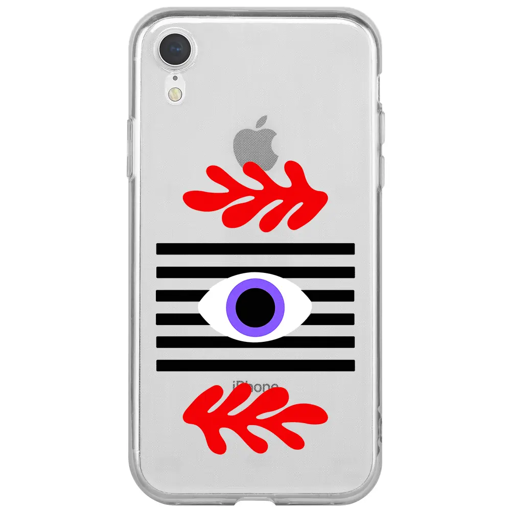 Apple iPhone XR Şeffaf Telefon Kılıfı - Mor Göz