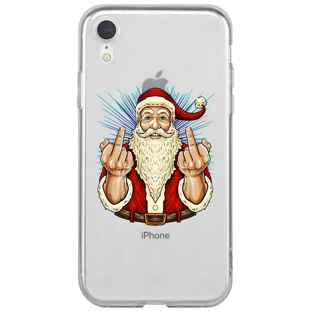Apple iPhone XR Şeffaf Telefon Kılıfı - Naughty Santa