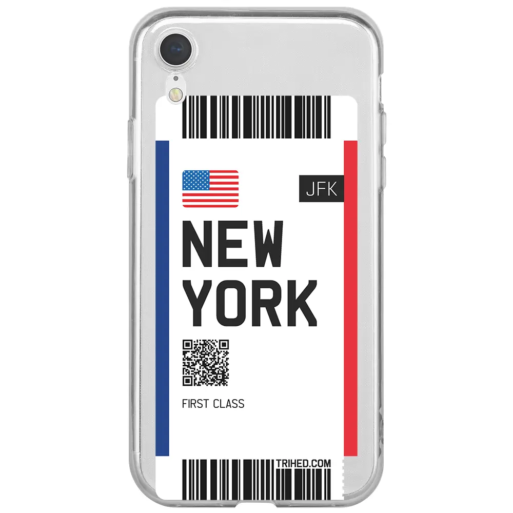 Apple iPhone XR Şeffaf Telefon Kılıfı - New York Bileti
