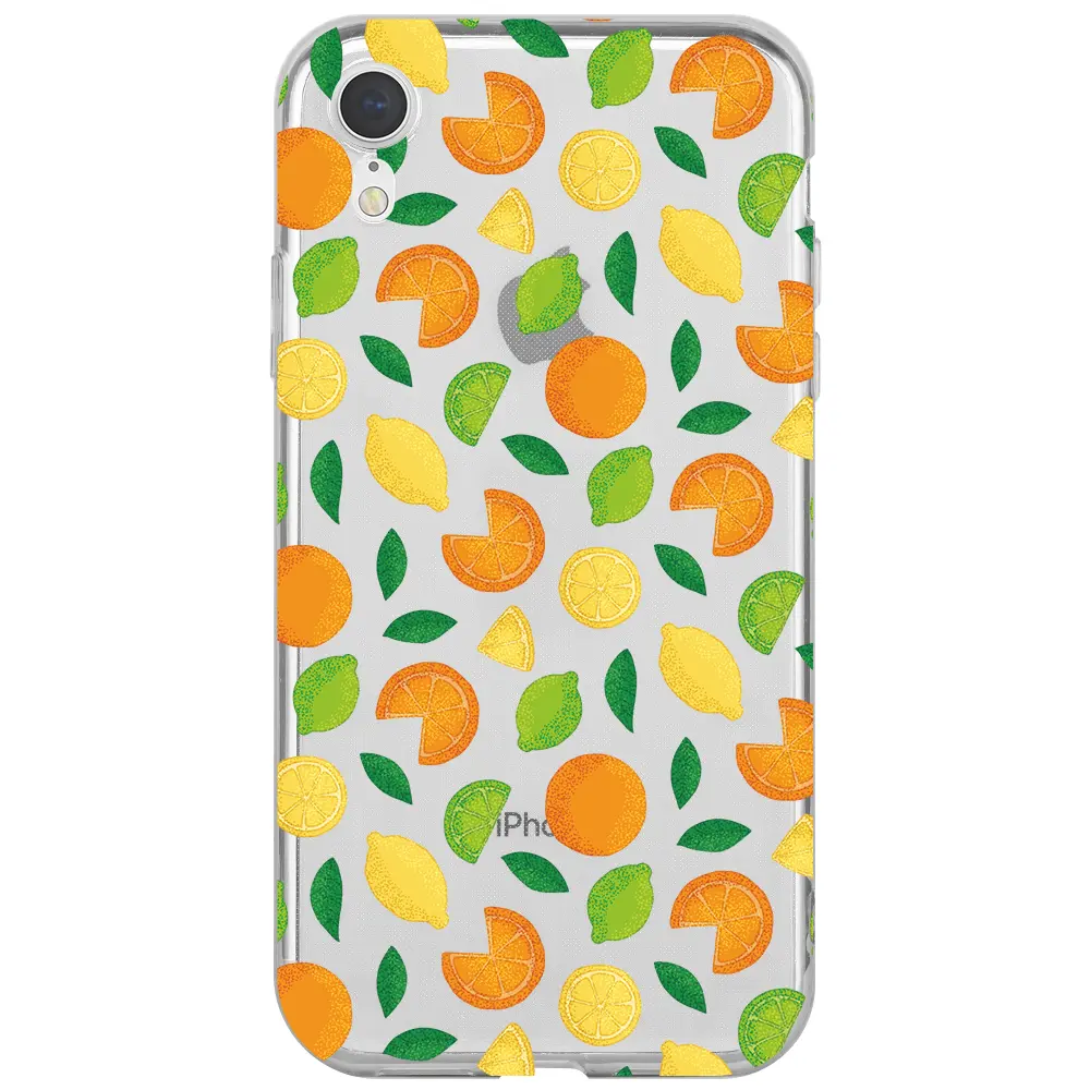 Apple iPhone XR Şeffaf Telefon Kılıfı - Portakal Limon