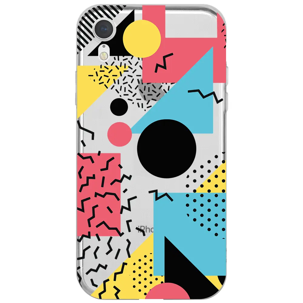 Apple iPhone XR Şeffaf Telefon Kılıfı - Renkli Desenler