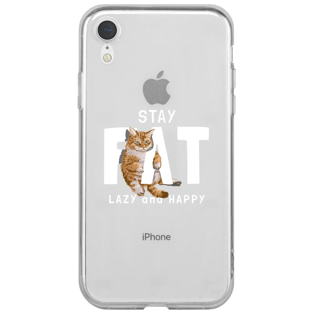 Apple iPhone XR Şeffaf Telefon Kılıfı - Şişman Kedi