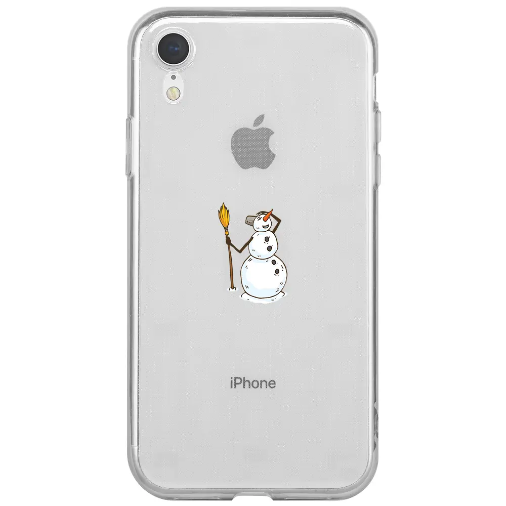 Apple iPhone XR Şeffaf Telefon Kılıfı - Snowman Looking Around