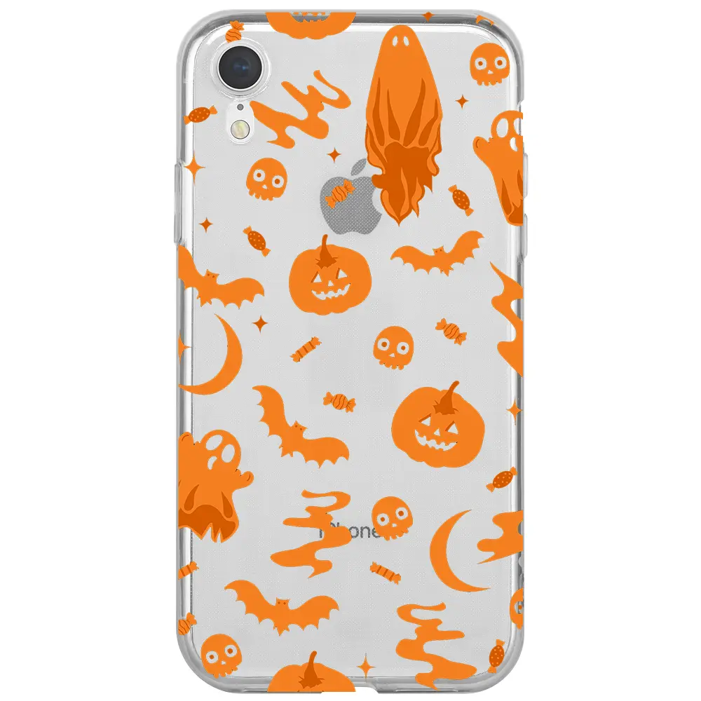 Apple iPhone XR Şeffaf Telefon Kılıfı - Spooky Orange