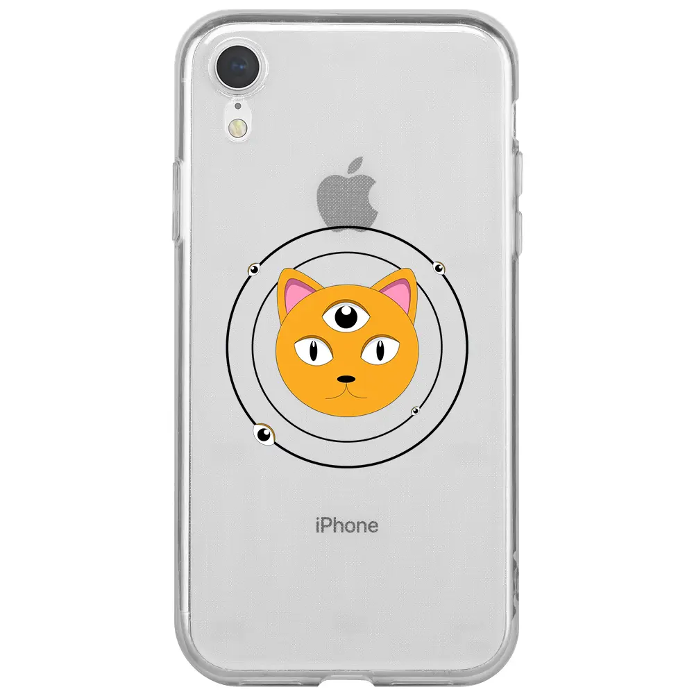 Apple iPhone XR Şeffaf Telefon Kılıfı - Üç Gözlü Kedi
