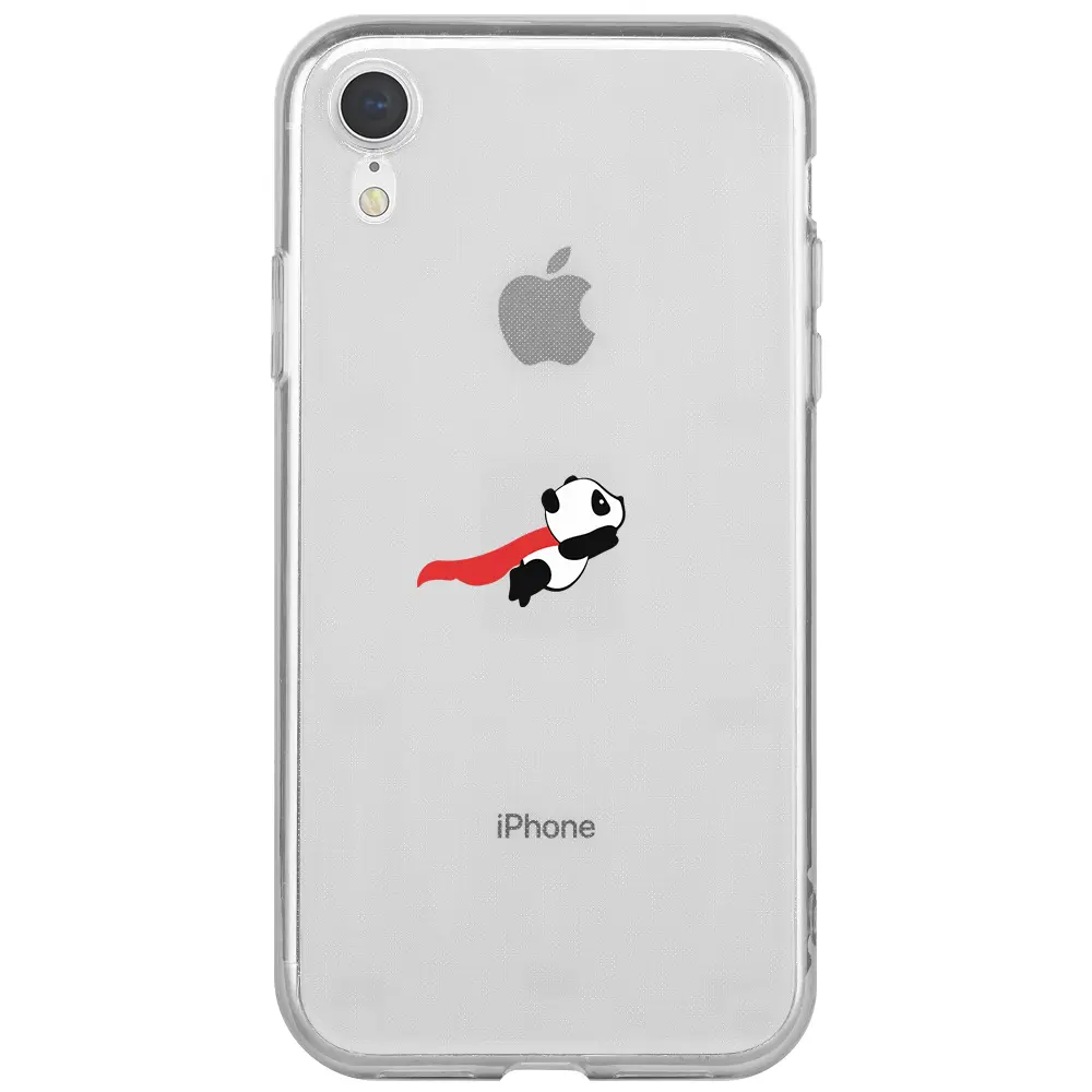 Apple iPhone XR Şeffaf Telefon Kılıfı - Uçan Panda