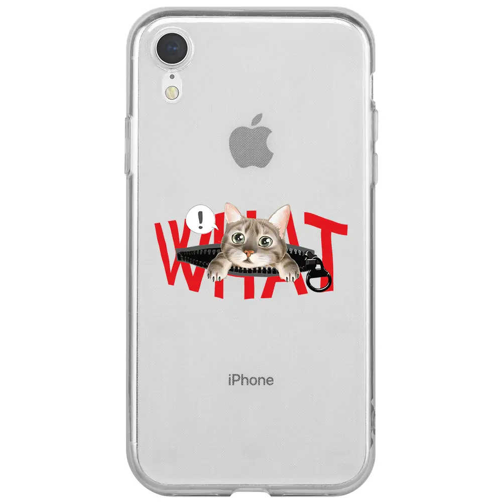 Apple iPhone XR Şeffaf Telefon Kılıfı - What! Kedi