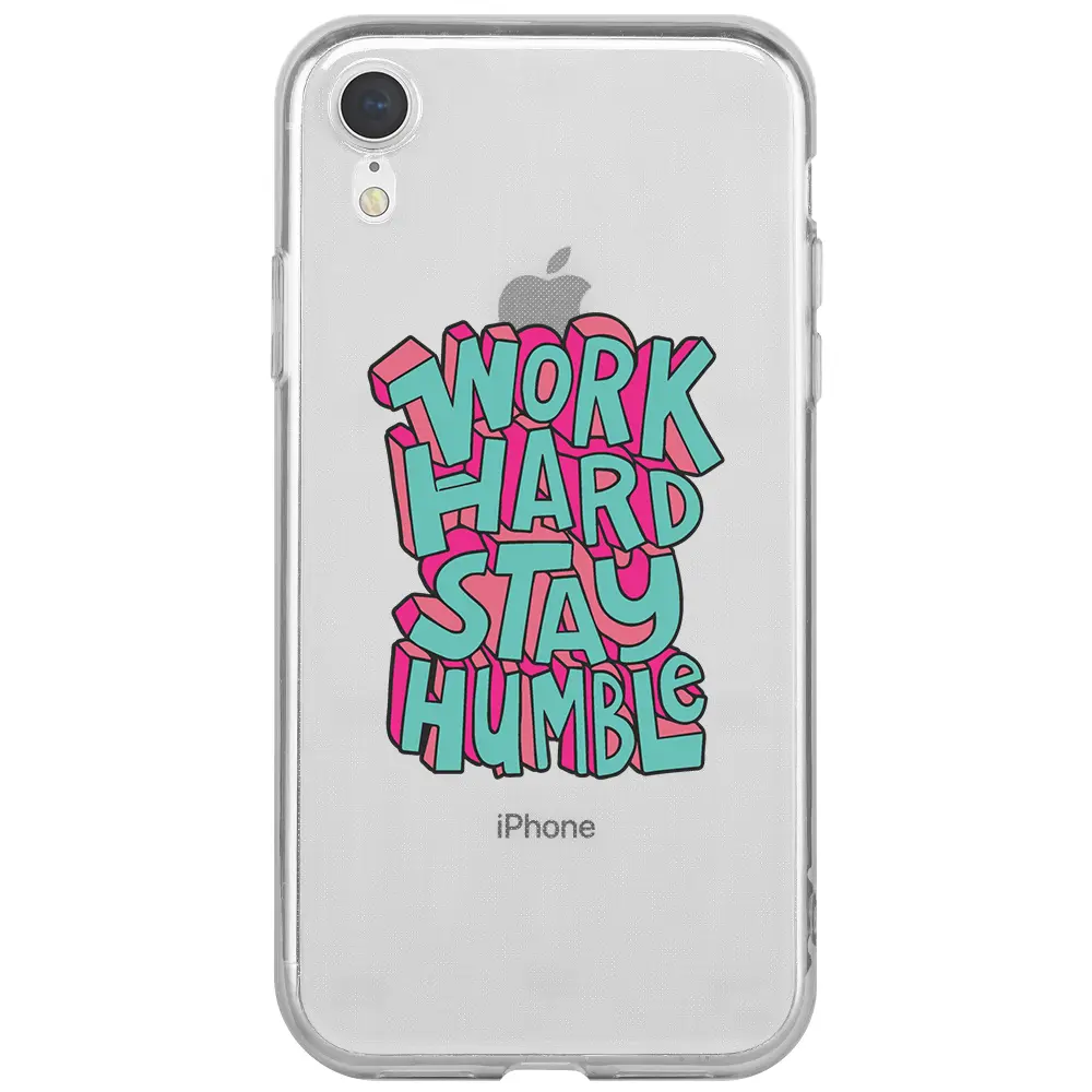 Apple iPhone XR Şeffaf Telefon Kılıfı - Work Hard