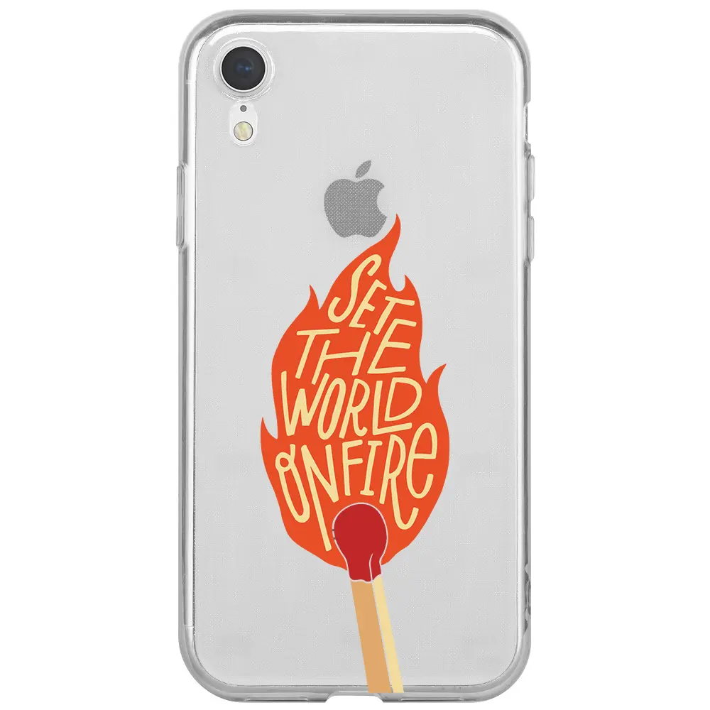 Apple iPhone XR Şeffaf Telefon Kılıfı - World on Fire