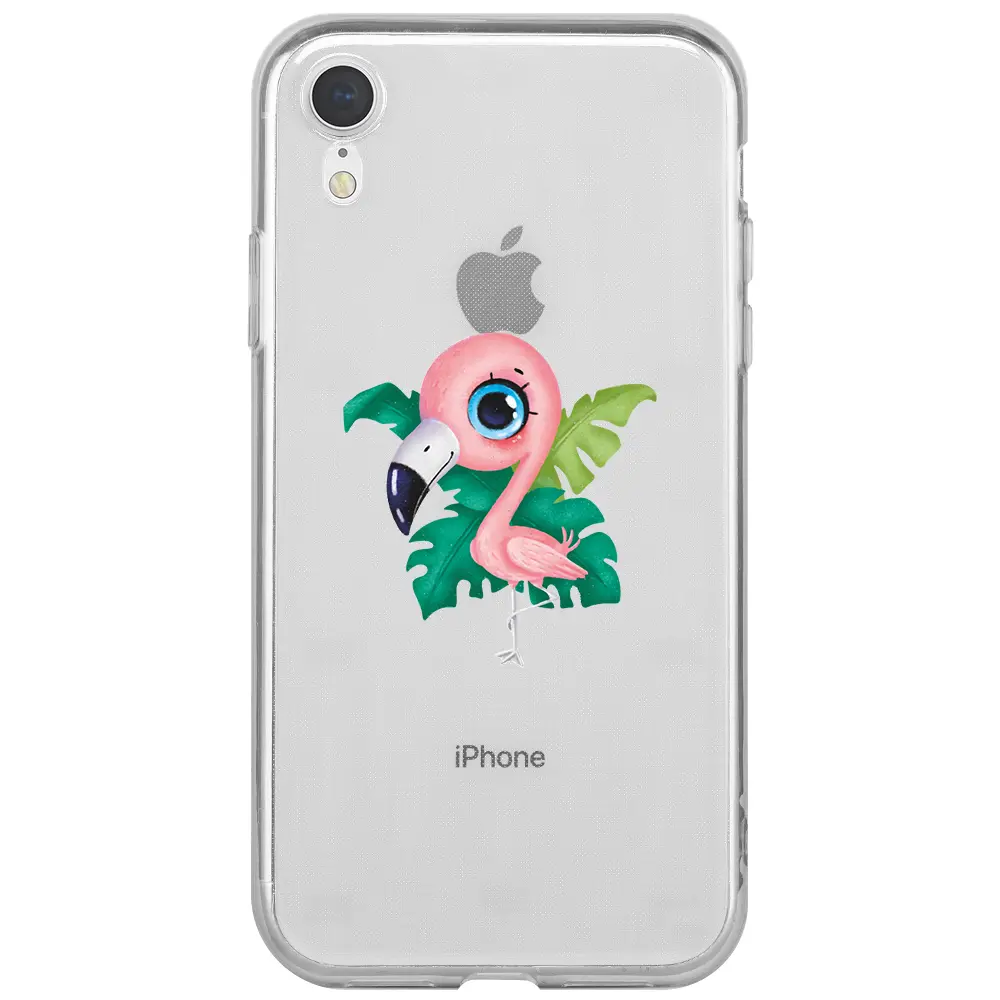 Apple iPhone XR Şeffaf Telefon Kılıfı - Yavru Flamingo