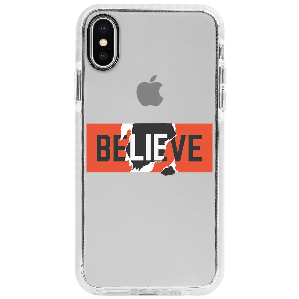 Apple iPhone XS Beyaz Impact Premium Telefon Kılıfı - Believe