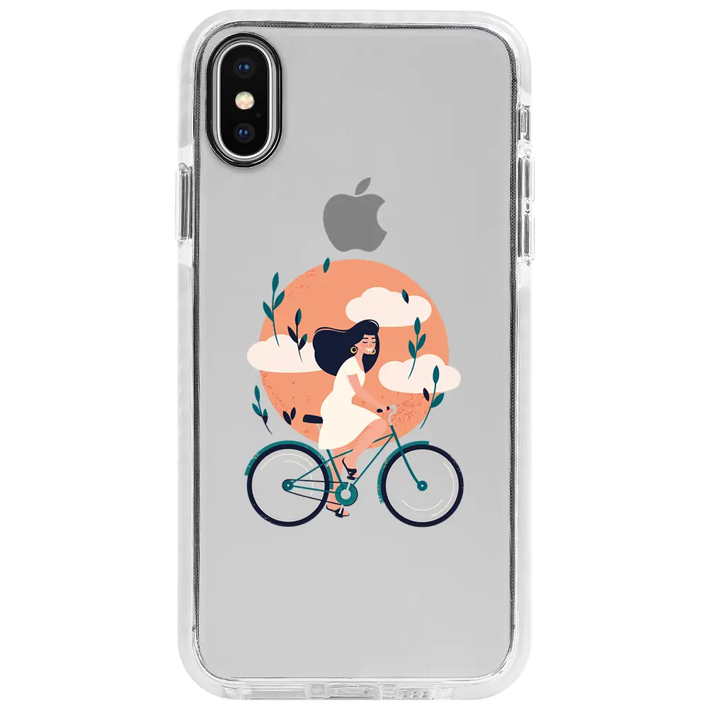 Apple iPhone XS Beyaz Impact Premium Telefon Kılıfı - Flying On The Bike