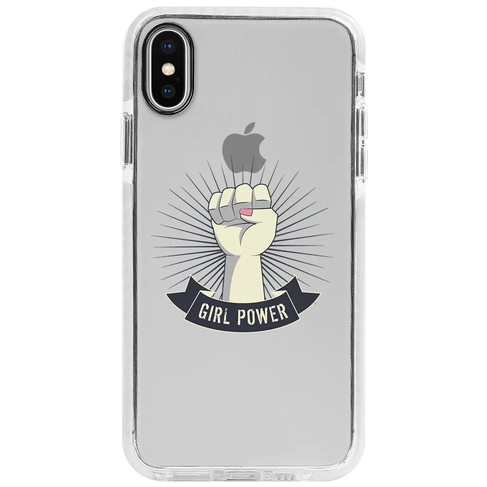 Apple iPhone XS Beyaz Impact Premium Telefon Kılıfı - Girl Punch