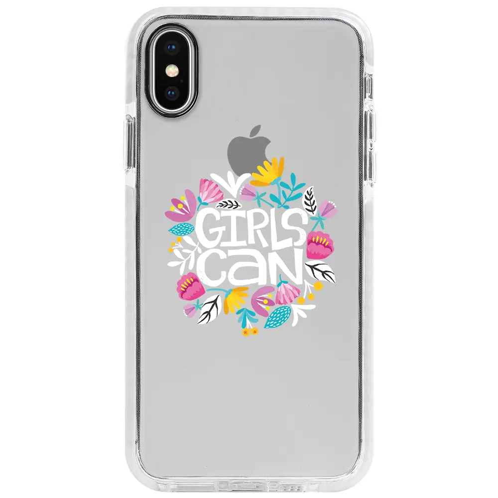 Apple iPhone XS Beyaz Impact Premium Telefon Kılıfı - Girls Can