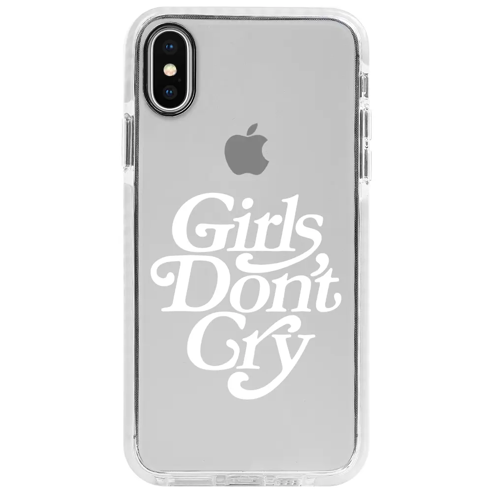 Apple iPhone XS Beyaz Impact Premium Telefon Kılıfı - Girls Don't Cry