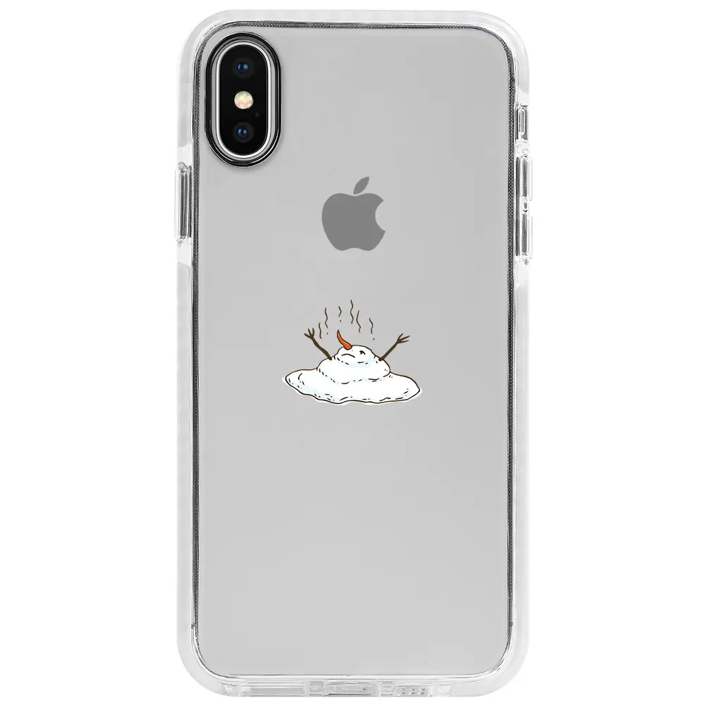 Apple iPhone XS Beyaz Impact Premium Telefon Kılıfı - Melting Snowman