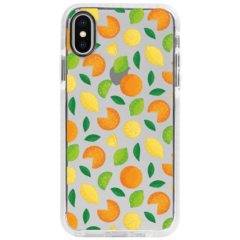 Apple iPhone XS Beyaz Impact Premium Telefon Kılıfı - Portakal Limon