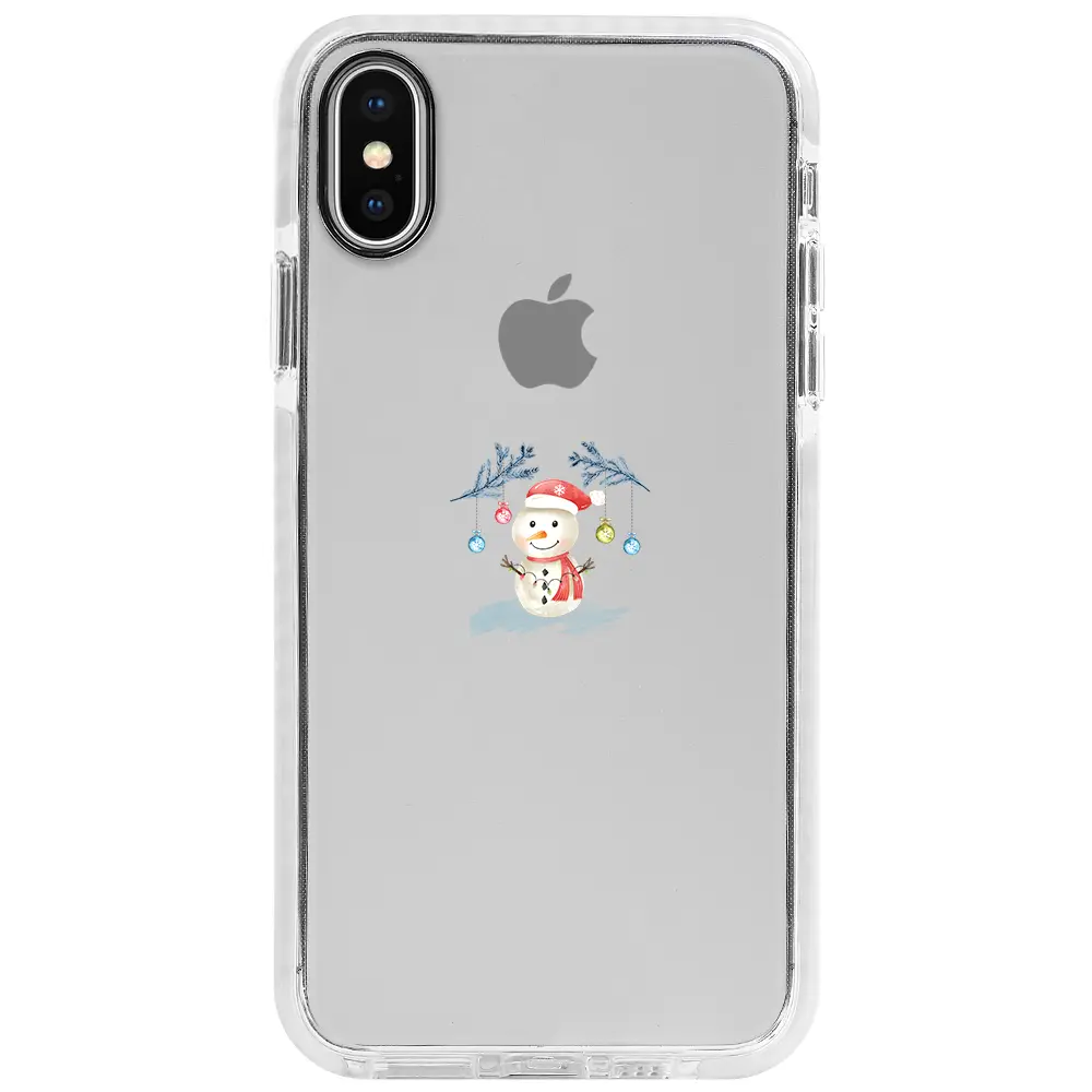 Apple iPhone XS Beyaz Impact Premium Telefon Kılıfı - Sugar Snowman