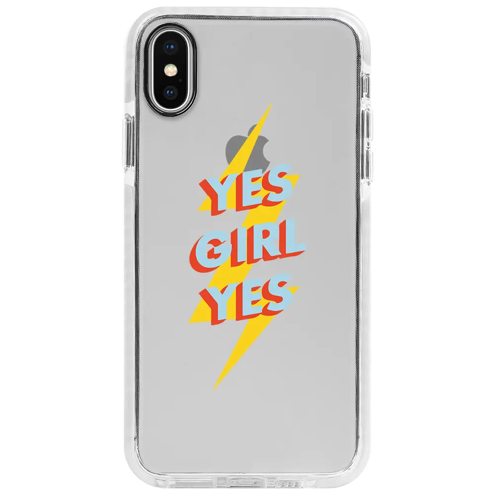 Apple iPhone XS Beyaz Impact Premium Telefon Kılıfı - Yes Girl