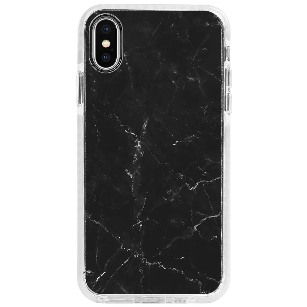 Apple iPhone XS Max Beyaz Impact Premium Telefon Kılıfı - Black Marble
