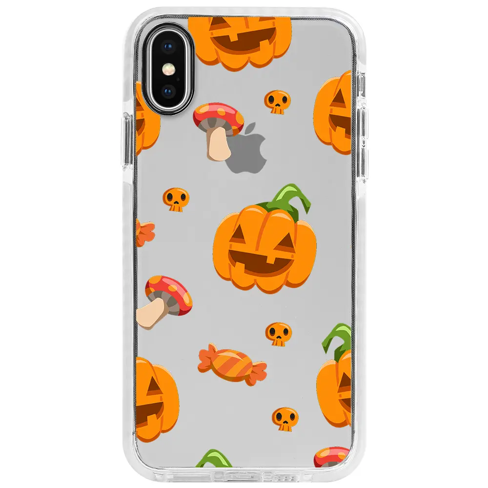 Apple iPhone XS Max Beyaz Impact Premium Telefon Kılıfı - Deadly Pumpkin