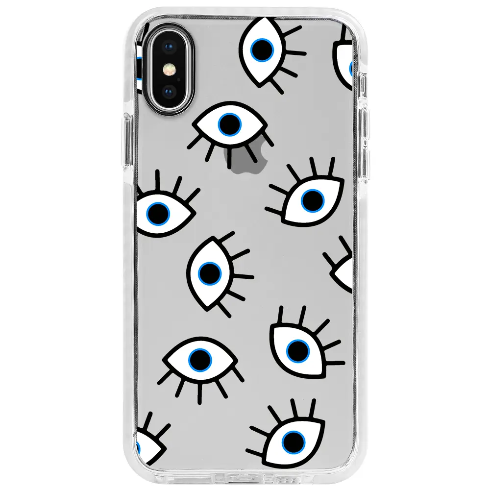 Apple iPhone XS Max Beyaz Impact Premium Telefon Kılıfı - Random Eyes