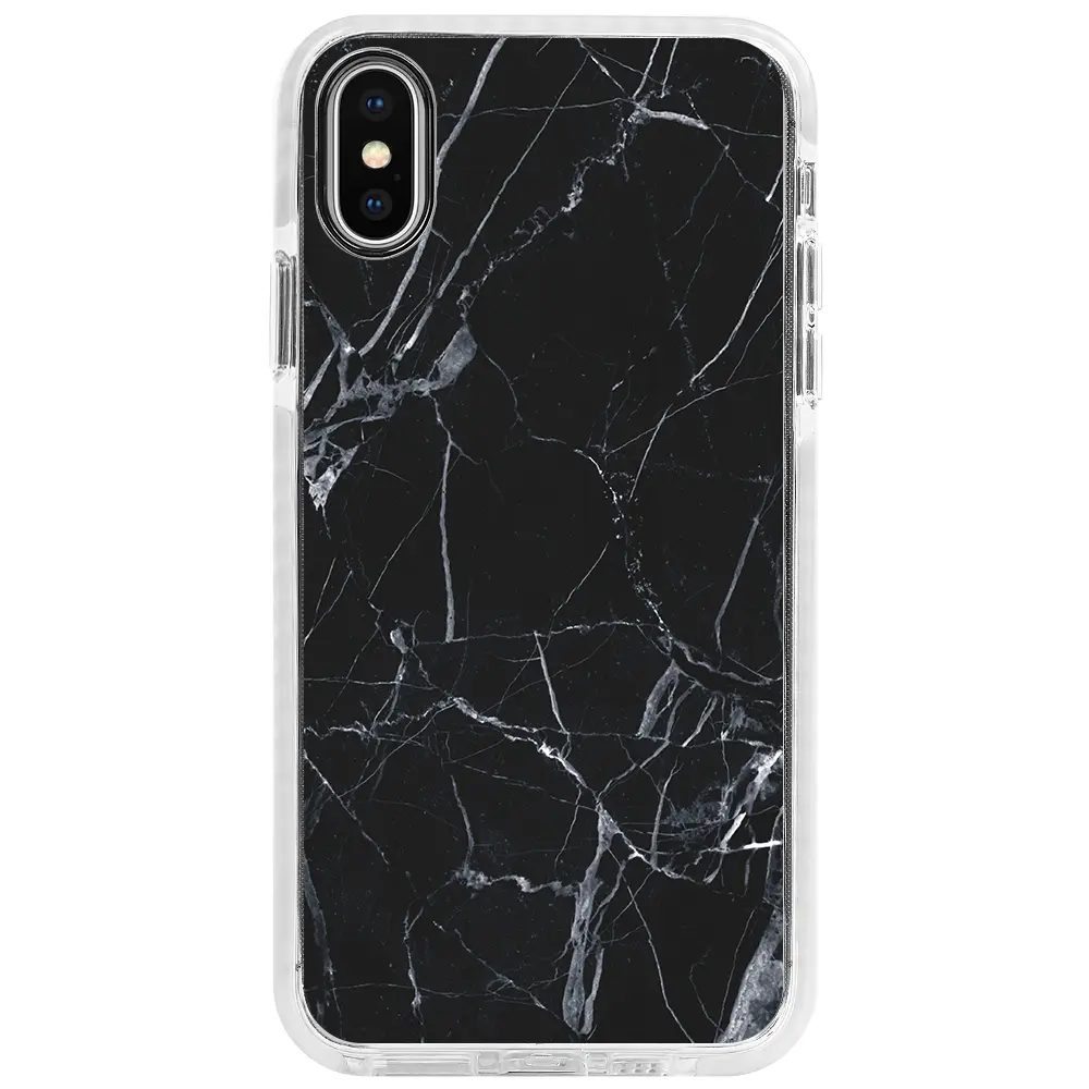 Apple iPhone XS Max Beyaz Impact Premium Telefon Kılıfı - Siyah Catlak