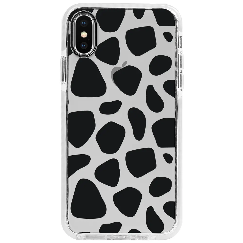 Apple iPhone XS Max Beyaz Impact Premium Telefon Kılıfı - Siyah Desenler