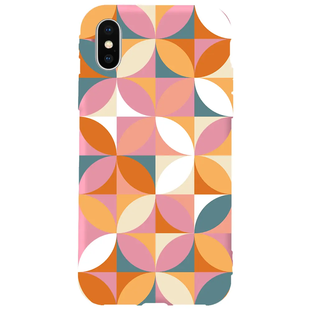 Apple iPhone XS Max Pembe Renkli Silikon Telefon Kılıfı - Abstract Desen 6