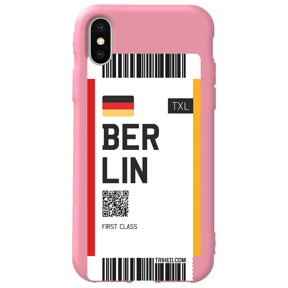 Apple iPhone XS Max Pembe Renkli Silikon Telefon Kılıfı - Berlin Bileti