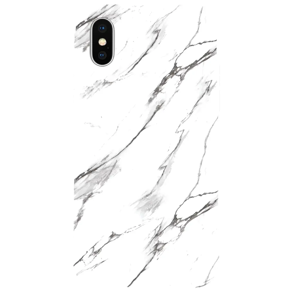 Apple iPhone XS Max Pembe Renkli Silikon Telefon Kılıfı - Beyaz Mermer 2