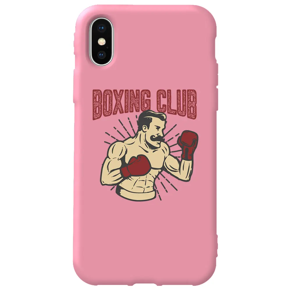 Apple iPhone XS Max Pembe Renkli Silikon Telefon Kılıfı - Boxing Club