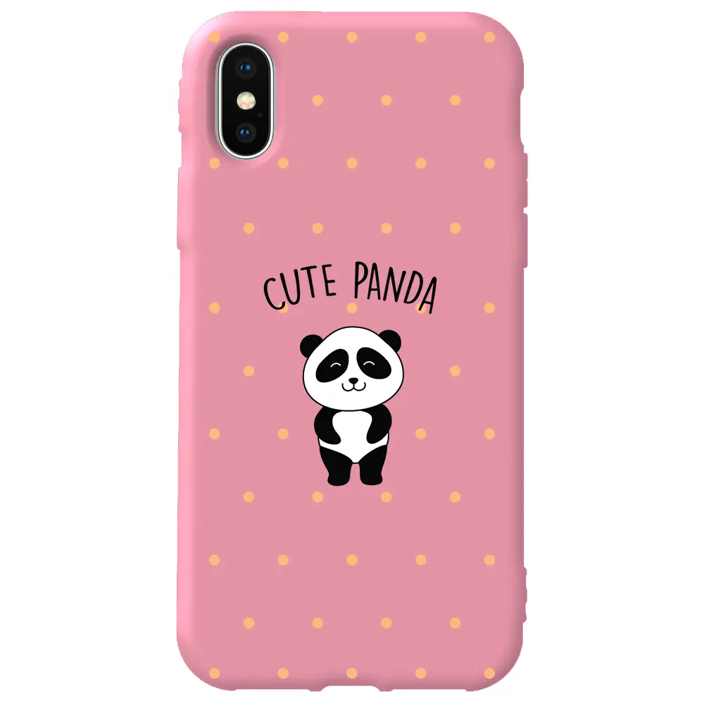 Apple iPhone XS Max Pembe Renkli Silikon Telefon Kılıfı - Cute Panda