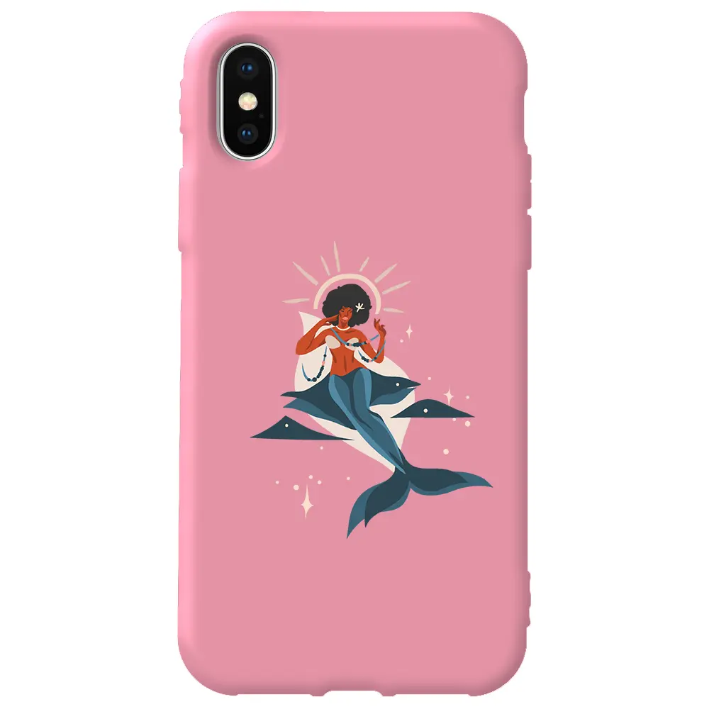 Apple iPhone XS Max Pembe Renkli Silikon Telefon Kılıfı - Deniz Kızı