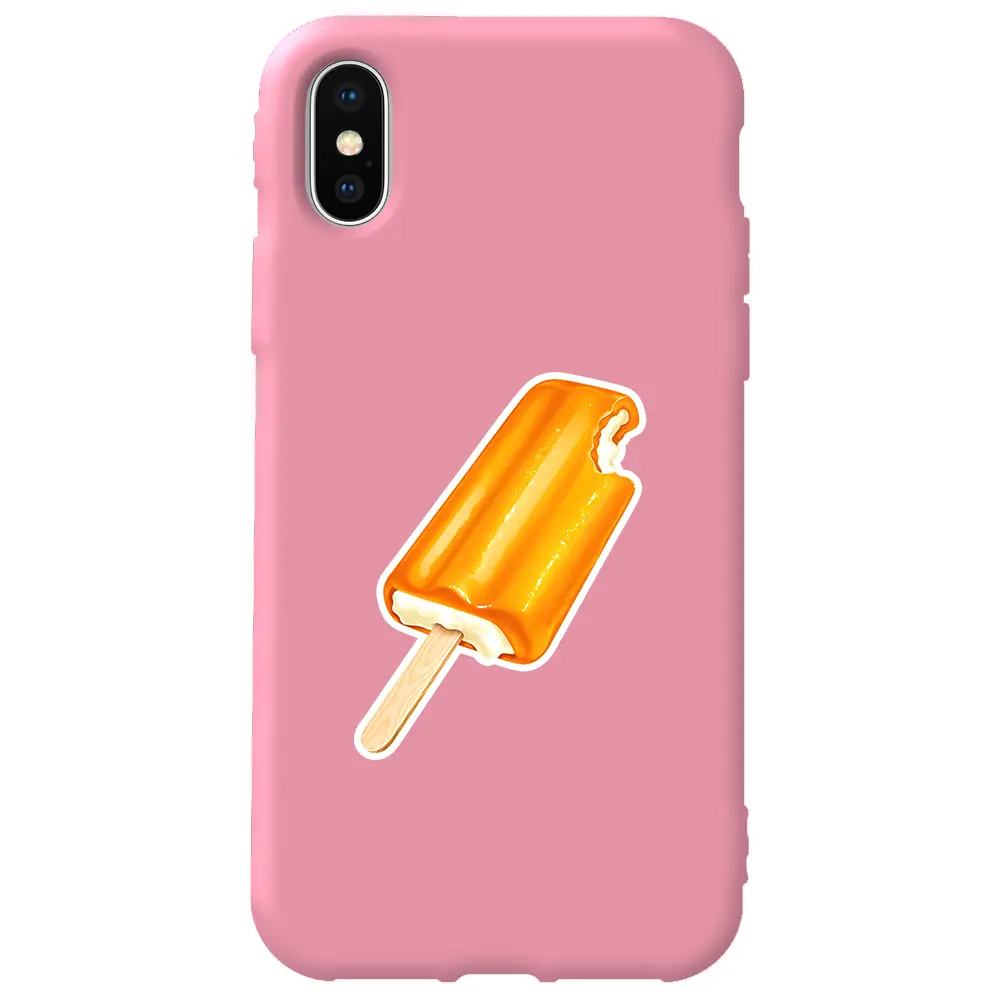 Apple iPhone XS Max Pembe Renkli Silikon Telefon Kılıfı - Dondurma