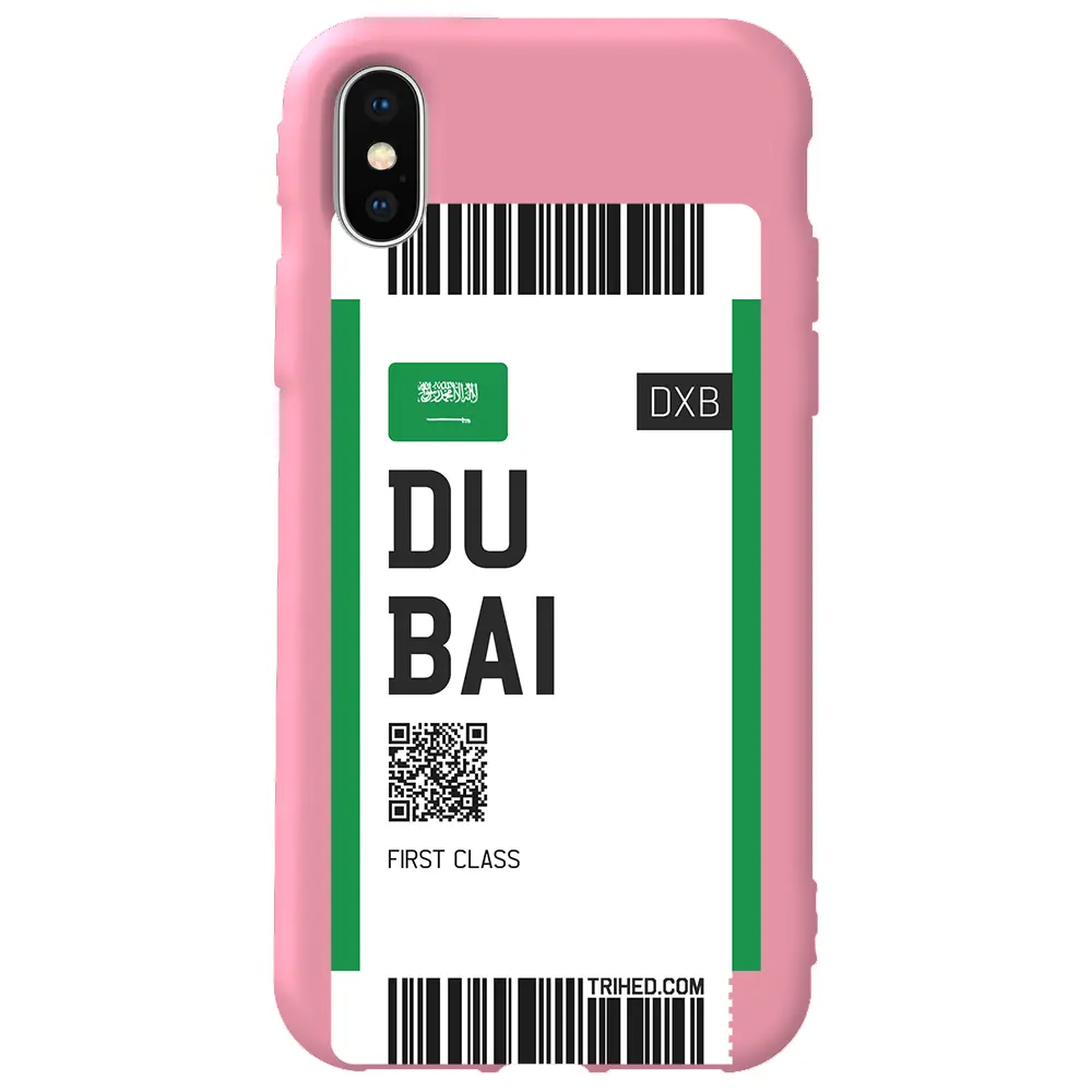 Apple iPhone XS Max Pembe Renkli Silikon Telefon Kılıfı - Dubai Bileti