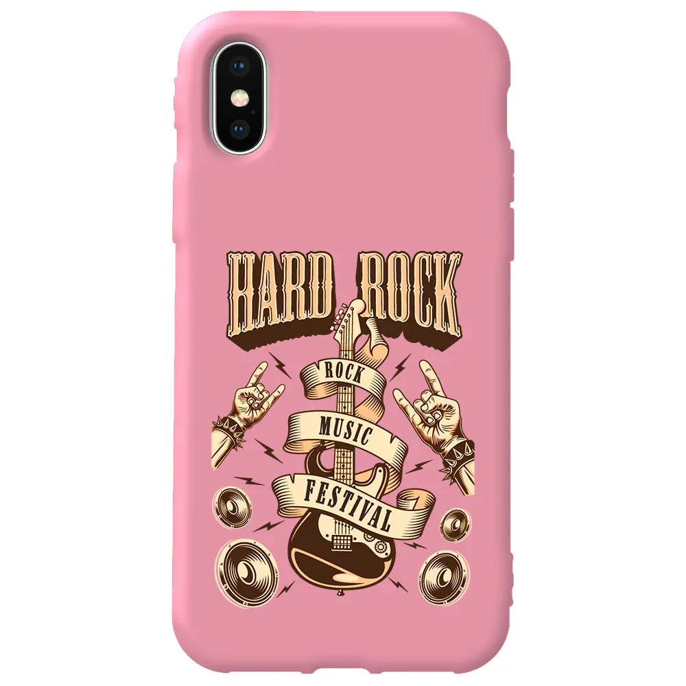 Apple iPhone XS Max Pembe Renkli Silikon Telefon Kılıfı - Hard Rock