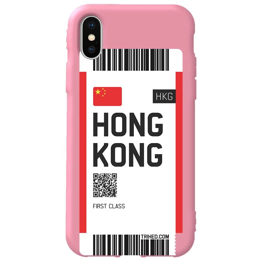 Apple iPhone XS Max Pembe Renkli Silikon Telefon Kılıfı - Hong Kong Bileti