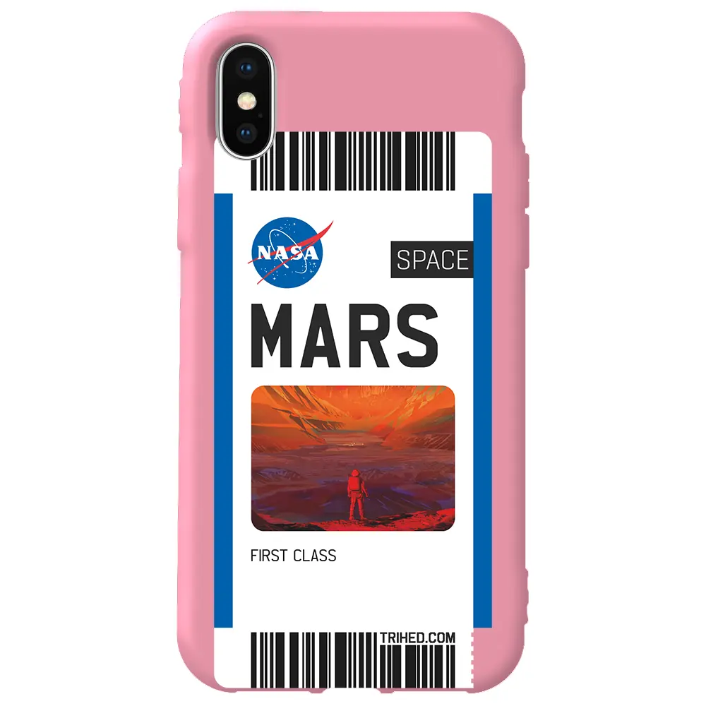 Apple iPhone XS Max Pembe Renkli Silikon Telefon Kılıfı - Mars Bileti