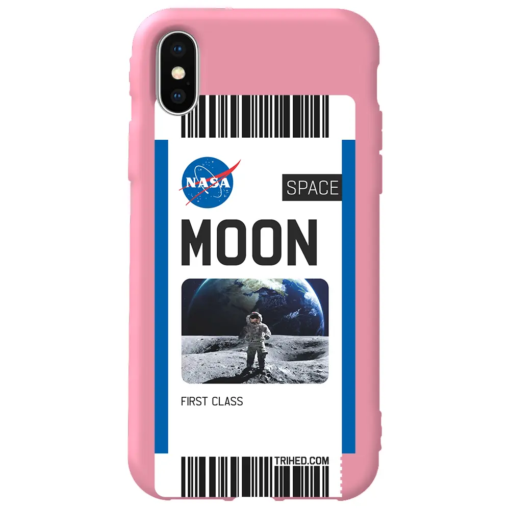 Apple iPhone XS Max Pembe Renkli Silikon Telefon Kılıfı - Moon Bileti
