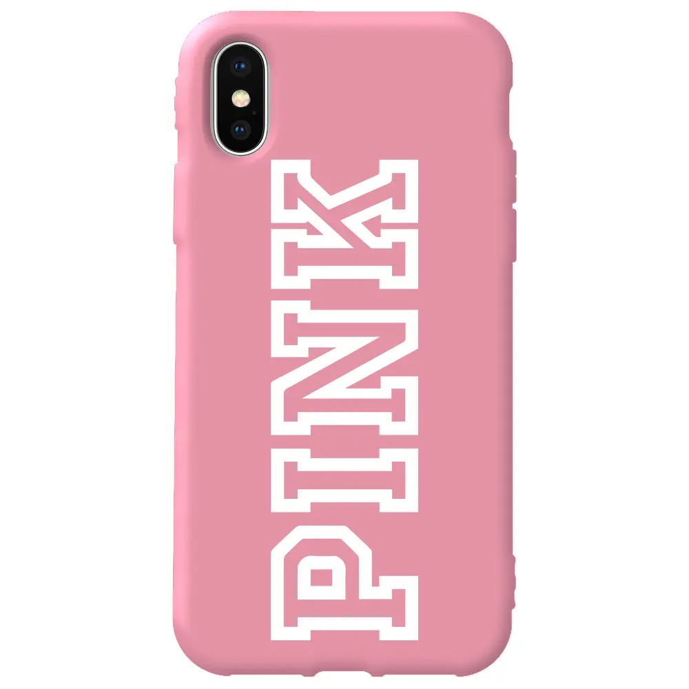 Apple iPhone XS Max Pembe Renkli Silikon Telefon Kılıfı - Pink Dikey