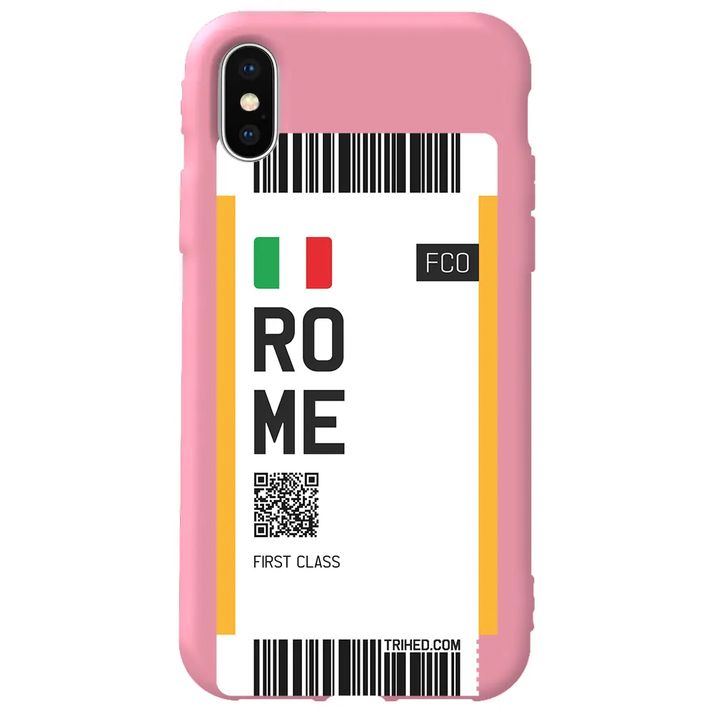 Apple iPhone XS Max Pembe Renkli Silikon Telefon Kılıfı - Rome Bileti