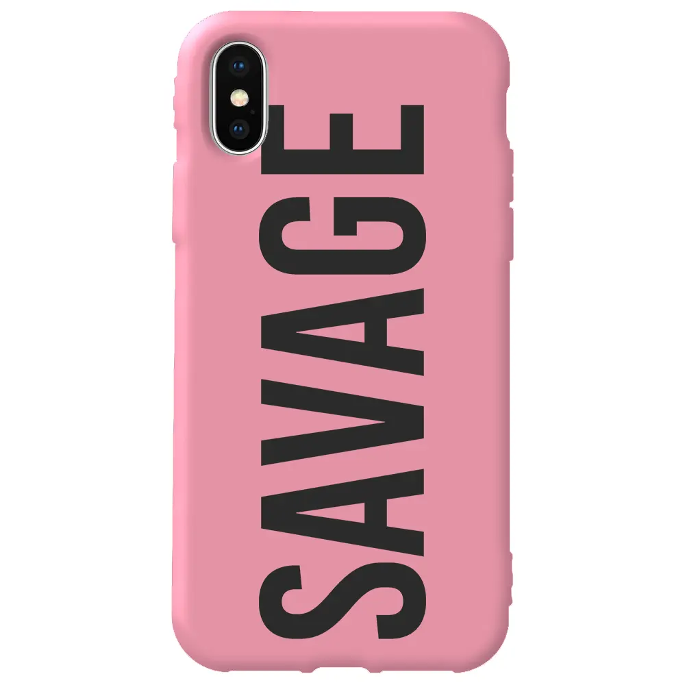 Apple iPhone XS Max Pembe Renkli Silikon Telefon Kılıfı - Savage
