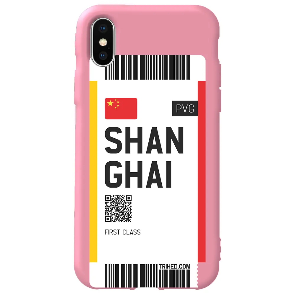 Apple iPhone XS Max Pembe Renkli Silikon Telefon Kılıfı - Shanghai Bileti