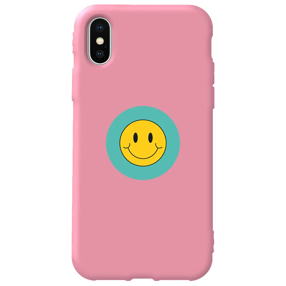 Apple iPhone XS Max Pembe Renkli Silikon Telefon Kılıfı - Smile 2