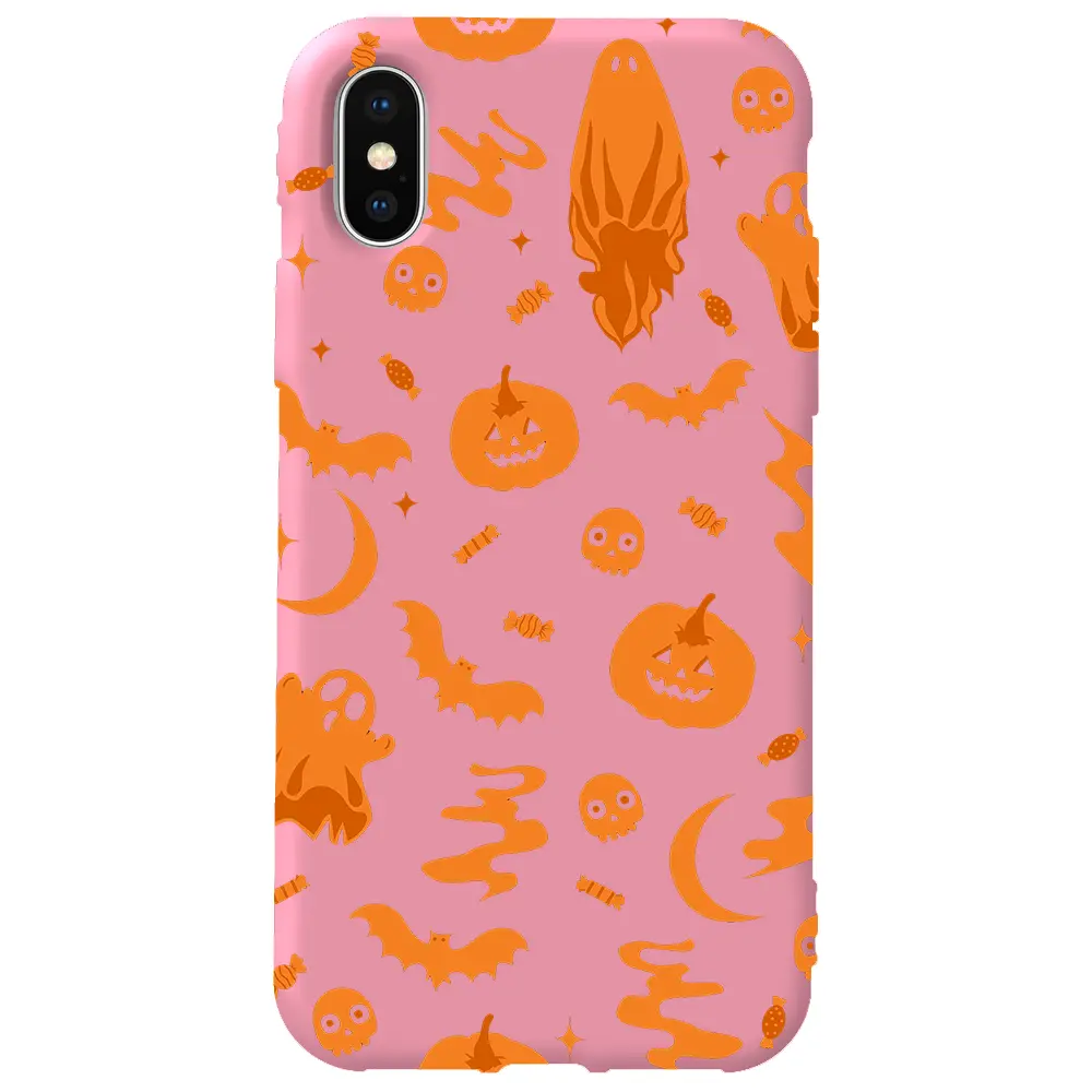Apple iPhone XS Max Pembe Renkli Silikon Telefon Kılıfı - Spooky Orange